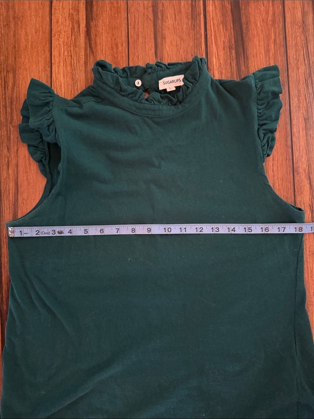 Sugarlips Ruffle Mock Neck Tank - Emerald Green - Picture 4 of 4